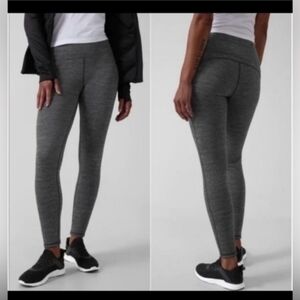 Athleta Altitude Tight Polartec Power Stretch Leggings Gray Black Space Dye Sz S